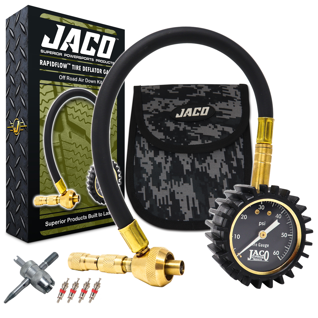 JACO RapidFlow Tire Deflator Gauge (0-60 PSI)  JACO RapidFlow Tire Deflator Gauge (0-60 PSI)